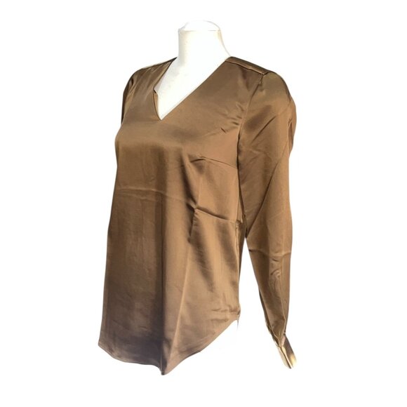 Universal Standard V Neck Satiny Long Sleeve Shimmery Blouse Sz 4XS (XS 00-0) Wo - Picture 8 of 12